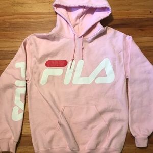 Light pink fila logo hoodie